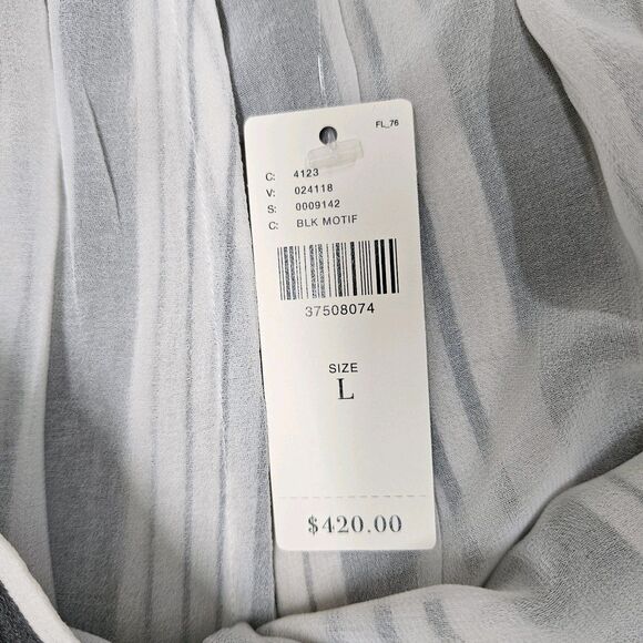 Zimmernann Anthropologie Womens Pants L Black Stripe Wide Leg Pull on Sheer Silk - Picture 11 of 14